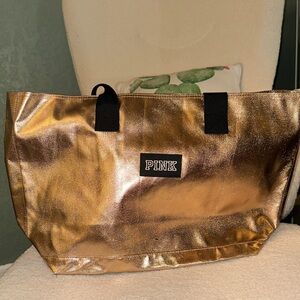 PINK Victoria's Secret Metallic Gold Tote